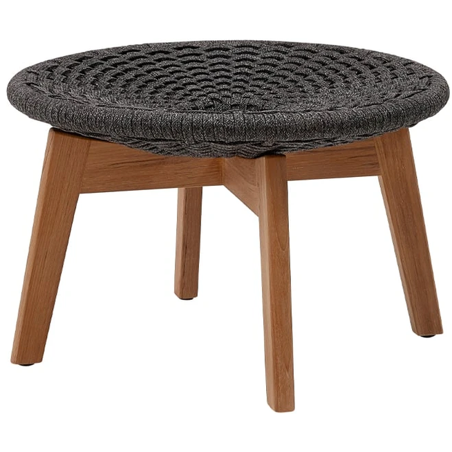 Photo of Peacock Footstool Dark Grey, Rope, Teak Legs