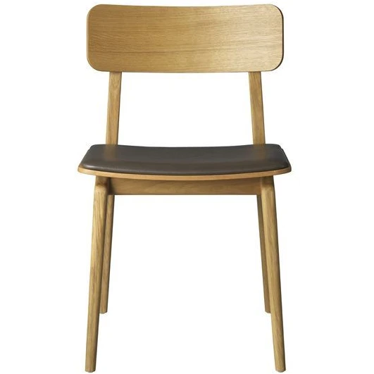 Photo of J175 Åstrup 2 Stk. Spisebordsstol Sh: 45 Cm - Oak/brown Leather