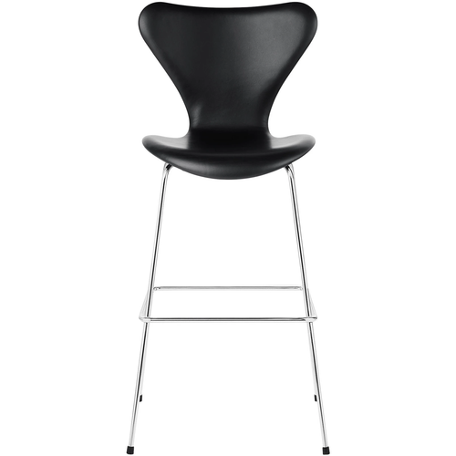 Photo of 3197 Sjuan - Full upholstery, Leather, Essential Black - Bar stools & Bar stools - Arne Jacobsen - Black - Leather/metal/wood