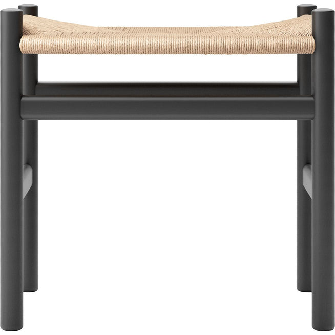 Photo of Carl Hansen - Ch53, beech, black, natural braided, 43 cm - footstools - Hans J. Wegner - black - paper/wood