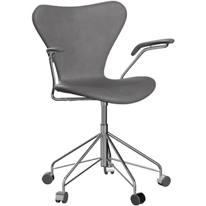 Photo of 3217 Sjuan - Upholstered, Leather, Embrace Concrete Grey - Desk chairs - Arne Jacobsen - Grey