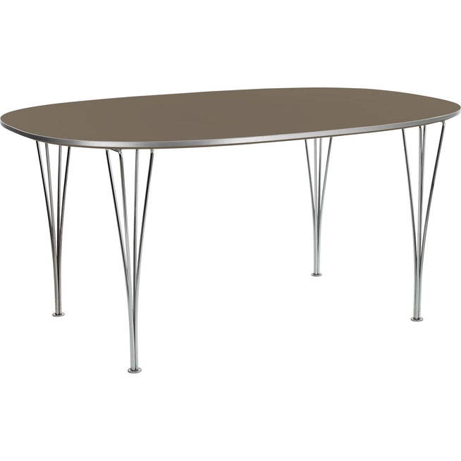 Photo of Superellips W617 – 300x130 Cm Brown Ottowa/chrome - Dining table - Arne Jacobsen,bruno Mathsson,piet Hein - Brown - Metal/wood