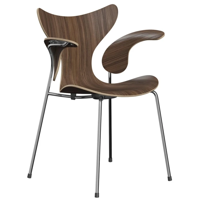 Liljan 3208 Karmstol Lacquered Walnut-chrome