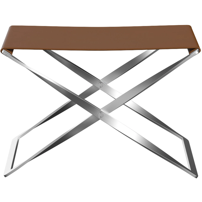 Photo of Pk91, Leather, Aura Walnut - Footstools - Poul Kjærholm - Brown - Metal