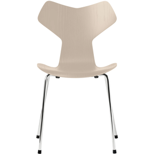 Photo of 3130 Grand Prix, Coloured Ash, Light Beige, Underframe Chrome Steel - Dining Chairs - Arne Jacobsen - Beige - Metal/Wood