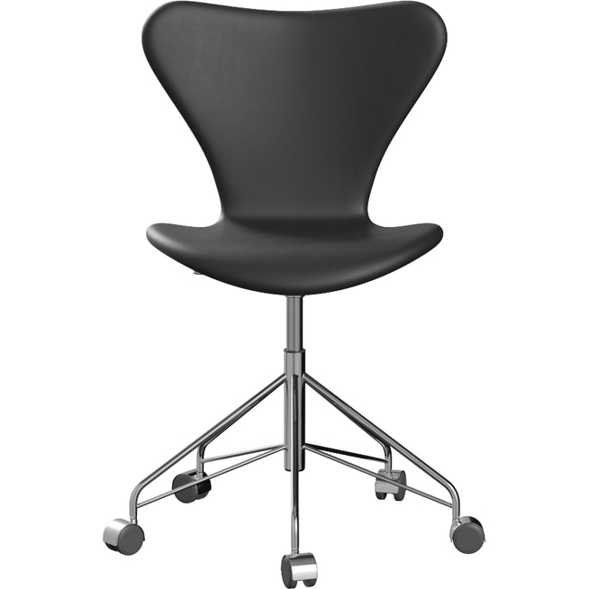 Photo of Sjuan 3117 Upholstered Office Chair Soft Wheels Essential Black Leather-chrome