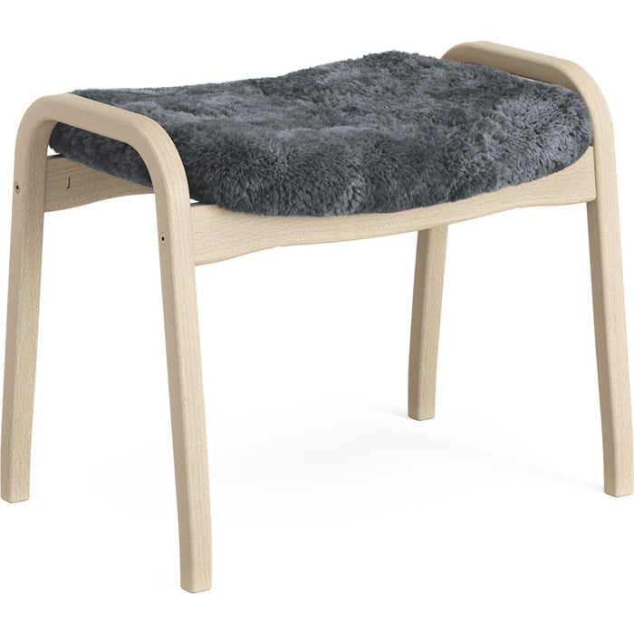 Photo of Lamino Foot Stool Laquered Beech/sheep Skin Charcoal