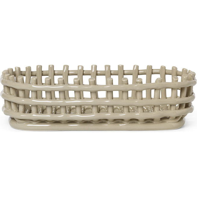 Photo of Ceramic Basket - Kurv - Oval - Cashmere - W30 X H8,5 X D15 Cm