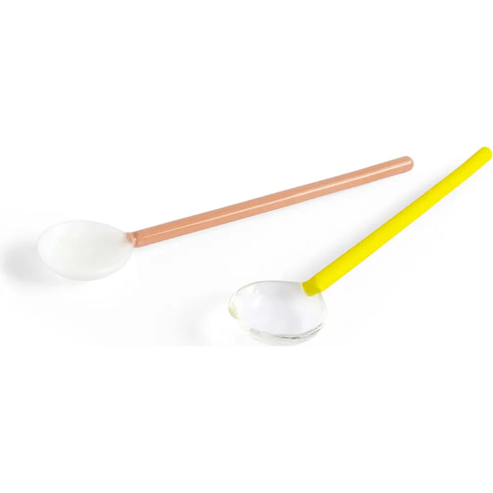 Photo of Round Glass Spoon 2-pack Bright Yellow-brown