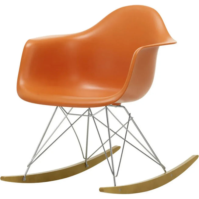 Photo of Eames Plastic Armchair Rar - 43 Rusty Orange - Chrome Base - Golden Maple - Matstolar - Charles & Ray Eames - Orange - Metall/trä/plast