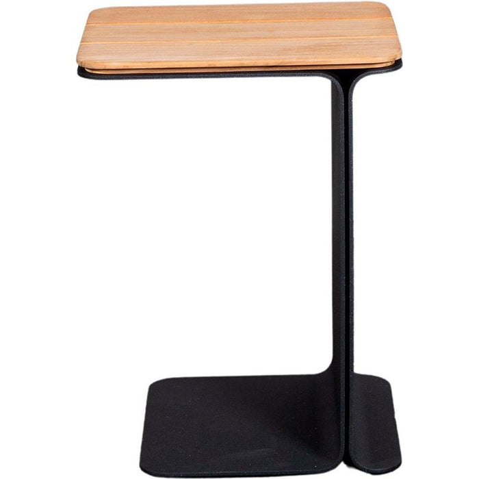 Photo of Level Side Table - Lava Grey - Table Top: Teak - Coffee Table Outdoor - Metal/Wood