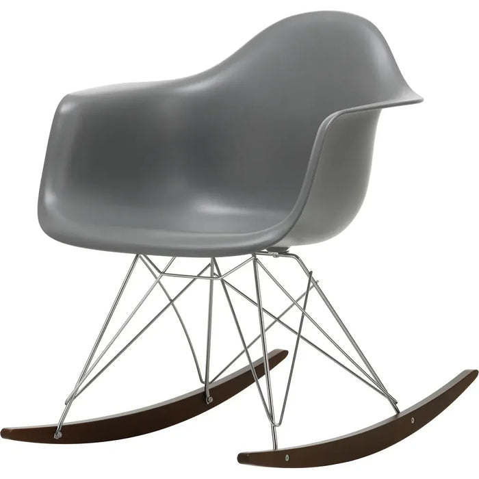 Photo of Eames Plastic Armchair RAR - 56 Granite Grey - Chrome Base - Dark Maple - Dining Chairs - Metal/Wood/Plastic