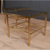 French Brass and Smoked Glass Coffee Tables