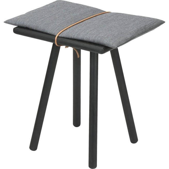 Photo of Georg Stool Black Lacquered - Stools - Christina Liljenberg Halstrøm - Black - Leather/wood/wool