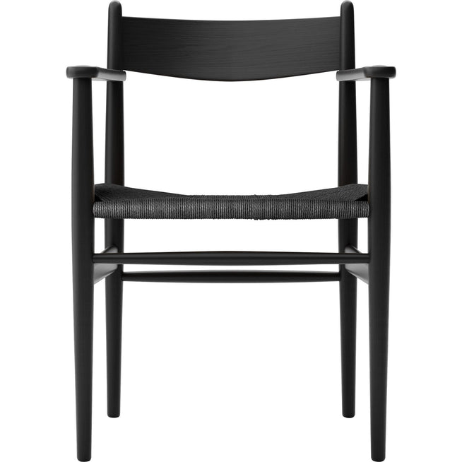 Photo of Ch37 - Black lacquered oak - black braided paper string - Dining chairs - Wood
