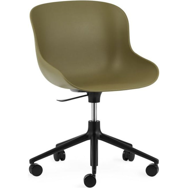 Photo of Hyg Chair Swivel Frame 5w Gas Lift - Office Chair - Seat: Olive / Frame: Black Aluminium - L: 72.5 x D: 72.5 x H: 78/92 x Sh: 38/52 cm
