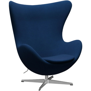 Photo of 3316 Egg, Fabric, Tone 132 - Swivel armchairs - Arne Jacobsen - Blue - Metal/foam