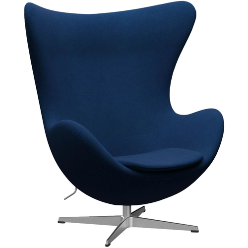 Photo of 3316 Egg, Fabric, Tone 132 - Swivel armchairs - Arne Jacobsen - Blue - Metal/foam