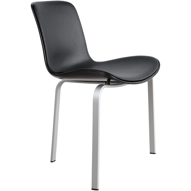 Photo of Pk8, Black Shell, Leather, Aura Black - Dining chairs - Poul Kjærholm - Black - Leather/metal/plastic