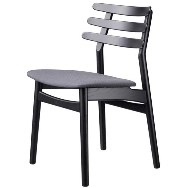 J48 Chair from Fdb Møbler (black lacquered oak, textile / anthracite grey)