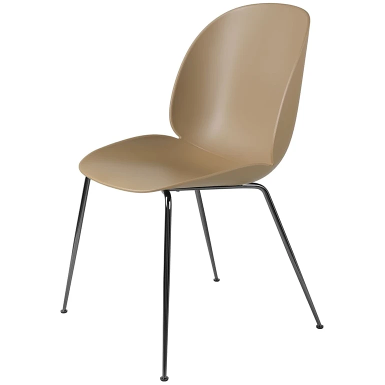 Beetle Dining Chair Un-upholstered - Black Chromed Legs