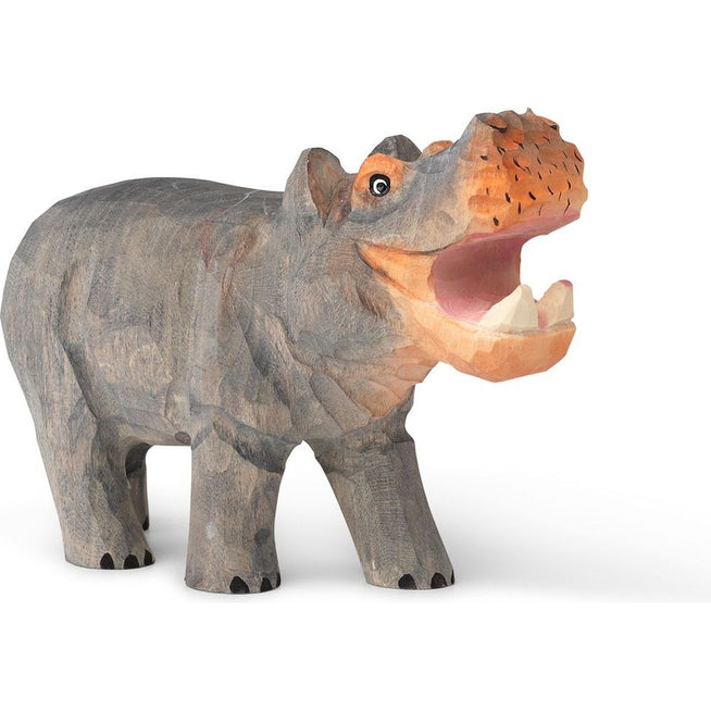 Photo of Animal Hand-carved - Legetøj - Hippo - B5 X H10,5 X D14 Cm