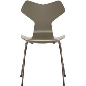 Photo of 3130 Grand Prix, Lacquered, Olive Green, Underframe Brown Bronze - Dining chairs - Arne Jacobsen - Green - Metal/wood