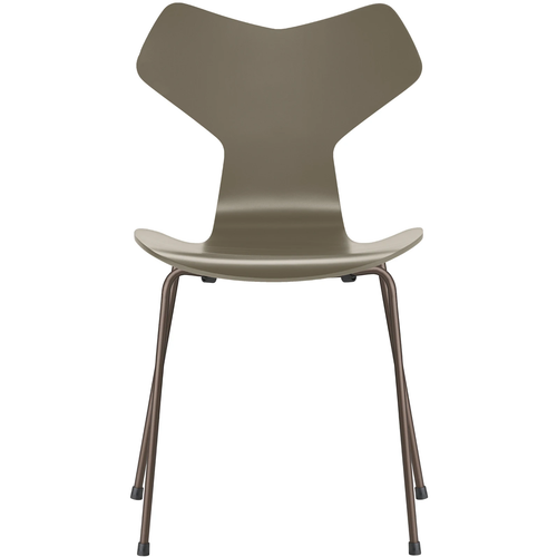 Photo of 3130 Grand Prix, Lacquered, Olive Green, Underframe Brown Bronze - Dining chairs - Arne Jacobsen - Green - Metal/wood