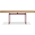 Thumbnail photo of Office Desk, Oak Top, Red Frame - Desk - Bodil Kjær - Red, wood - Metal/wood