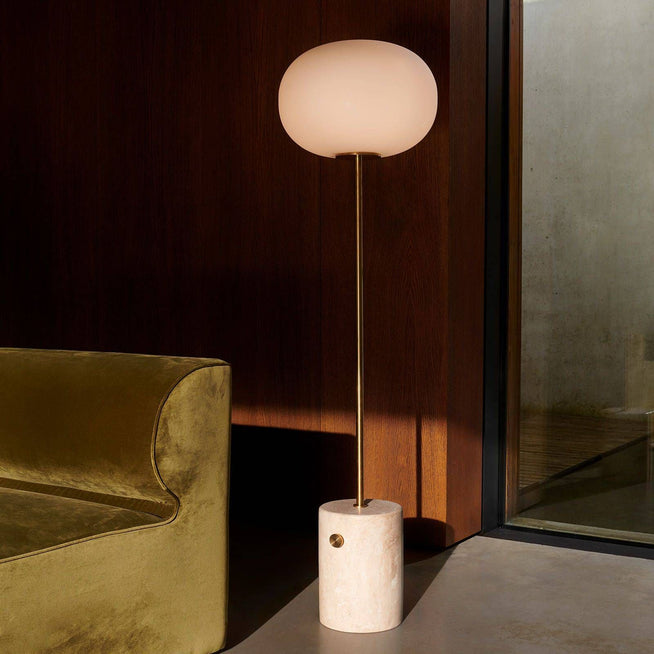 Photo of Jwda Floor Lamp, Travertine/brushed Brass - Skärmlampor - Jonas Wagell - Guld