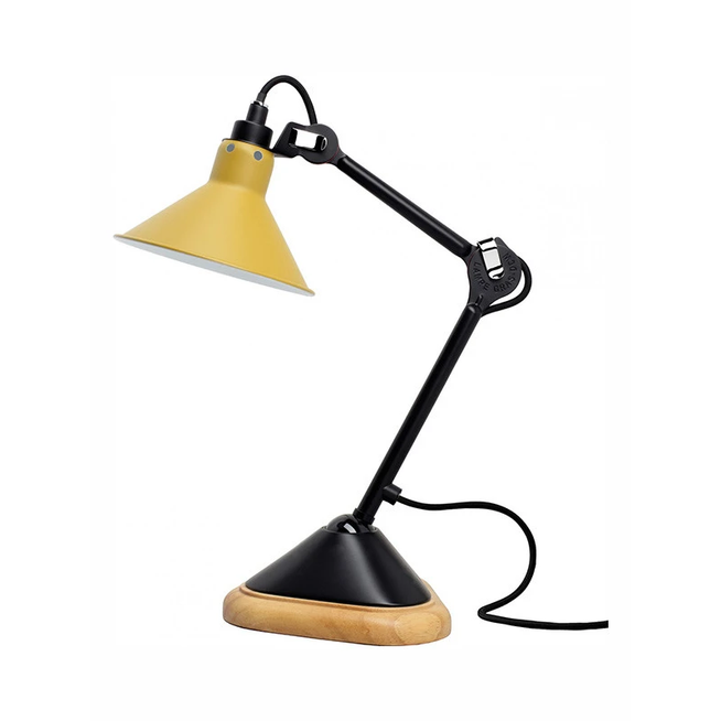 Photo of No. 207 Table Lamp From Lamp Gras (Black Frame, Yellow / Conic Shade)