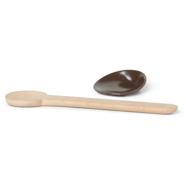 Photo of Resting Spoon Set - Skeer - Chocolate - B: 10 X H: 3 X D: 30 Cm