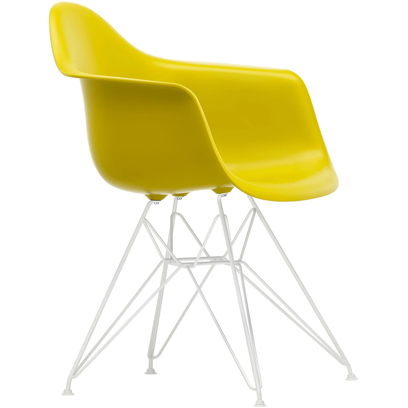 Eames Plastic Armchair Dar - 34 Mustard - White Base - Matstolar - Charles & Ray Eames - Gul - Metall/plast