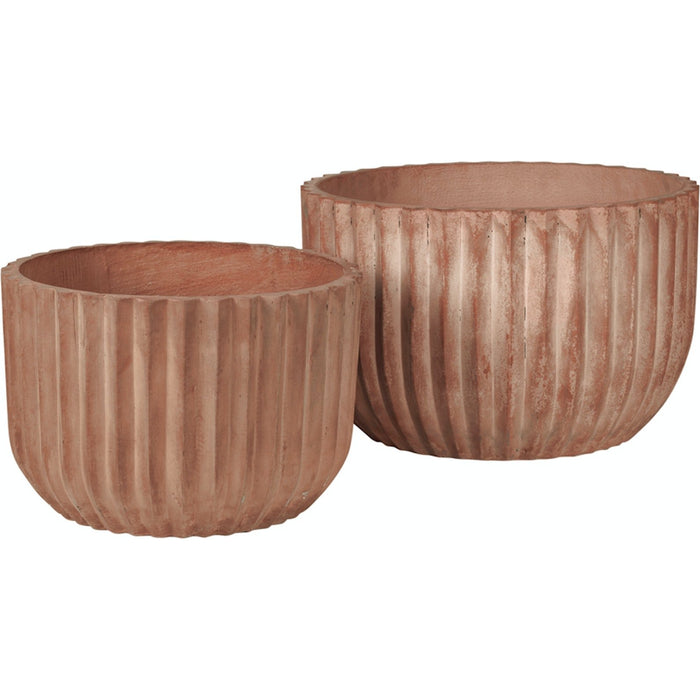 Photo of Fiber flowerpot terracotta - set of 2 pieces