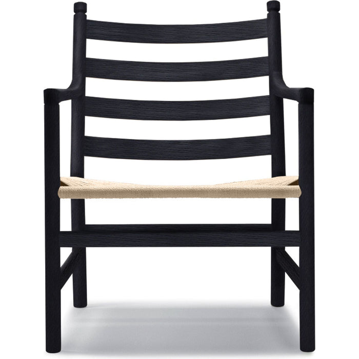 Photo of Carl Hansen - Ch44 Oak Black lacquered / Cord Natural - Armchairs - Hans J. Wegner - Wood - Natural material/wood
