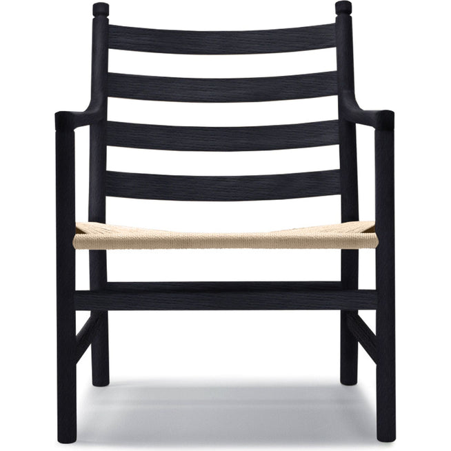 Photo of Carl Hansen - Ch44 Oak Black lacquered / Cord Natural - Armchairs - Hans J. Wegner - Wood - Natural material/wood