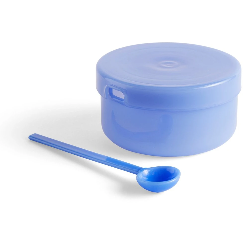 Borosilicate Bowl With Lid And Spoon Jade Light Blue