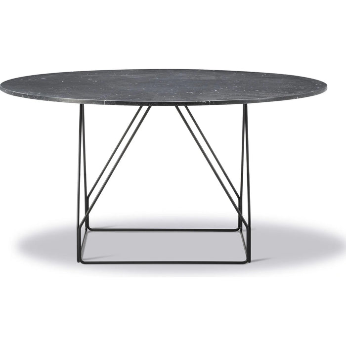 Photo of Jg Table 6568 By Jørgen Gammelgaard - Dining Table - Black Marquina / Black Powder Coated Steel - Ø140 X H72 Cm