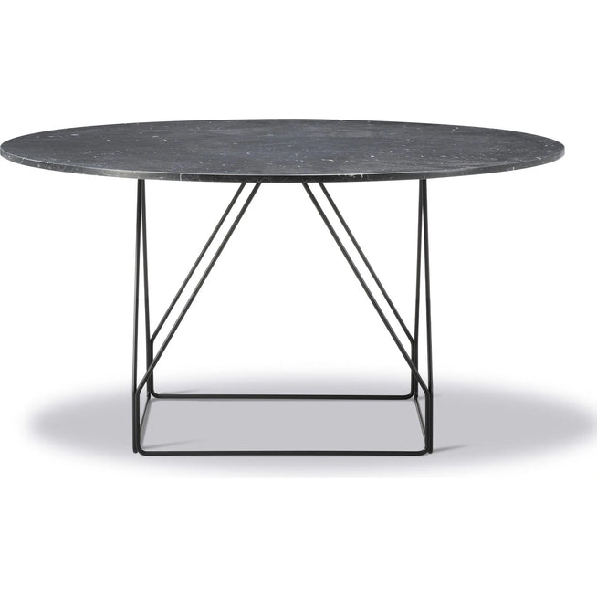 Photo of Jg Table 6568 By Jørgen Gammelgaard - Dining Table - Black Marquina / Black Powder Coated Steel - Ø140 X H72 Cm