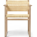 Bm62 Rattan armchair, lacquered oak stand