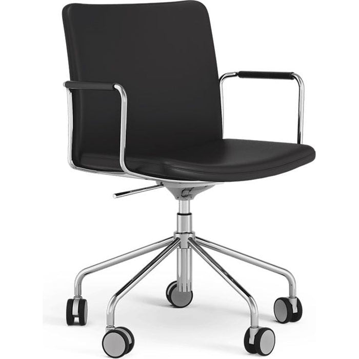 Photo of Stella Office Chair Can Be Raised/lowered With Tilt Leather Elmosoft 99999 Black, Chrome Stand