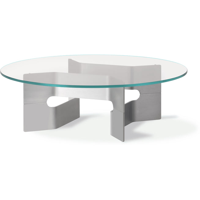 Photo of Jg Coffee Table 6558 / By Jørgen Gammelgaard - Sofabord - Glass / Brushed Aluminum With Clear Powder Coating - Ø98 X H30 Cm