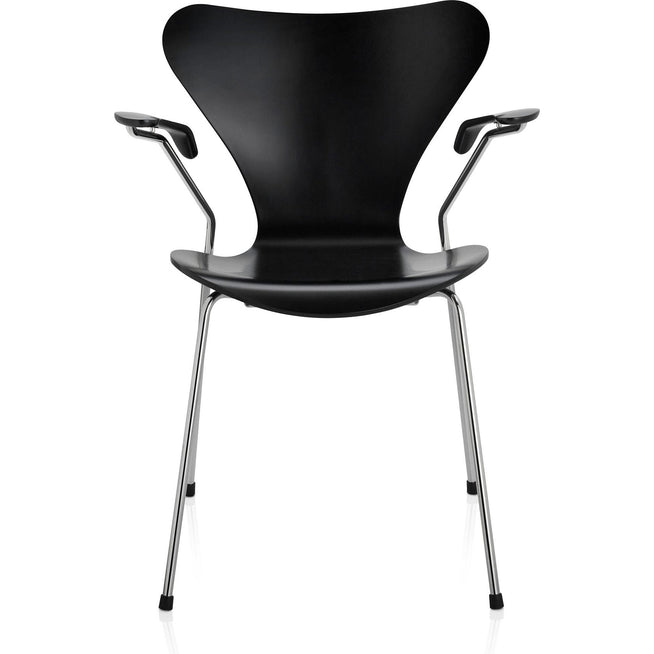 Photo of 3207 Sjuan, lacquered beech veneer, black - dining chairs - Arne Jacobsen - black - metal/wood