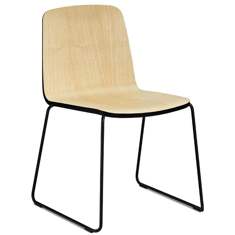 Just Chair Ash, Veneer, Black Edge, Black Metal Stand