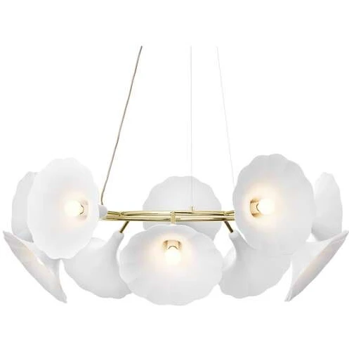 Photo of Petalii 10 Chandelier White/polished Brass