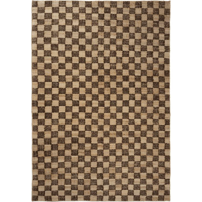 Photo of Check Wool Jute Rug - Gulvtæppe - 140 X 200 - Coffee/natural - W140 X D1 X H200 Cm