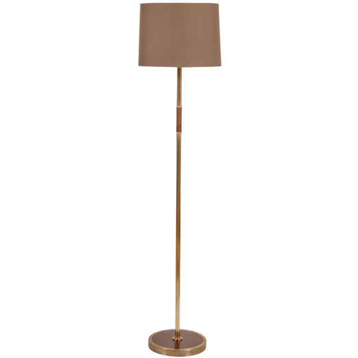 Brass and Beechwood Floor Lamp