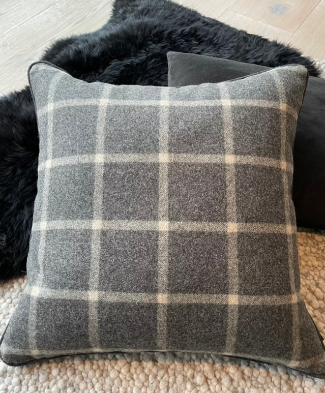 Chequered Wool Pillow Cover