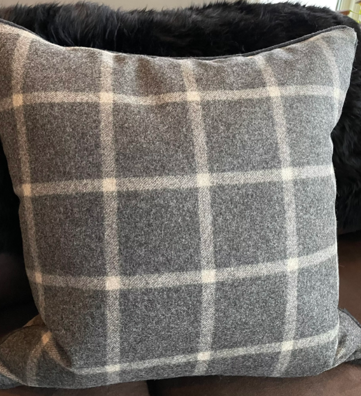 Chequered Wool Pillow Cover