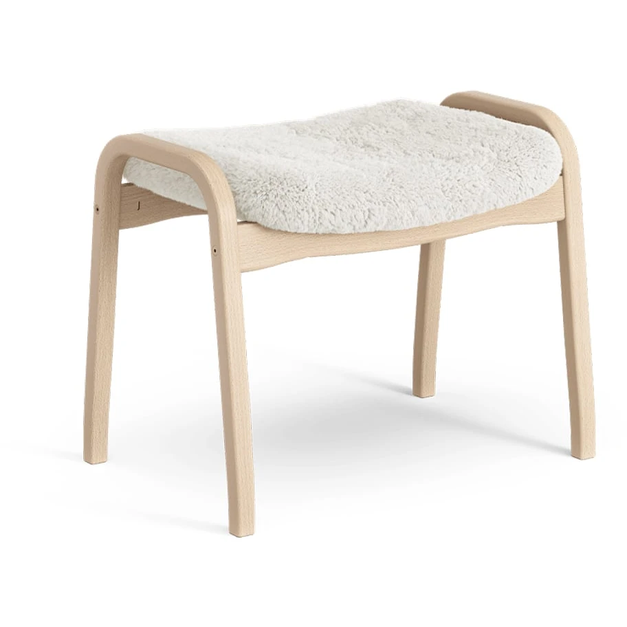 Lamino Footstool Sheepskin Off-white, Natural Lacquered Beech